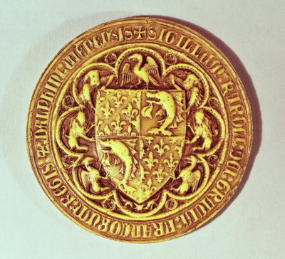Delfiinin hylje, Ranskan kilpi, delfiinien ja fleur-de-lysin kanssa, 1376 tekijältä French School