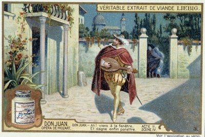 Don Juan: II näytös, kohtaus IV, Don Juanin serenadi - chromo Liebig tekijältä French School