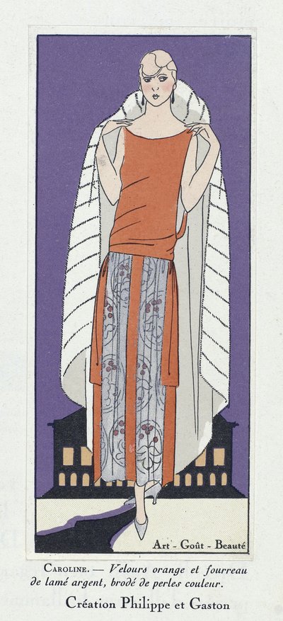 Pukumalli "Caroline", Art-Gout-Beaute, pub. 1920-luku (värilitro) tekijältä French School