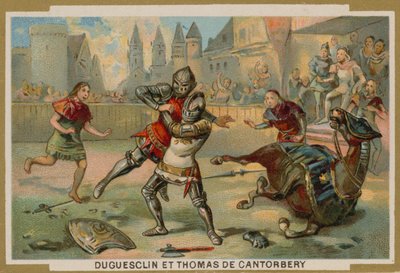 Kaksintaistelu Bertrand du Guesclinin ja Thomas of Canterburyn välillä, Dinan, Bretagne, 1357 tekijältä French School