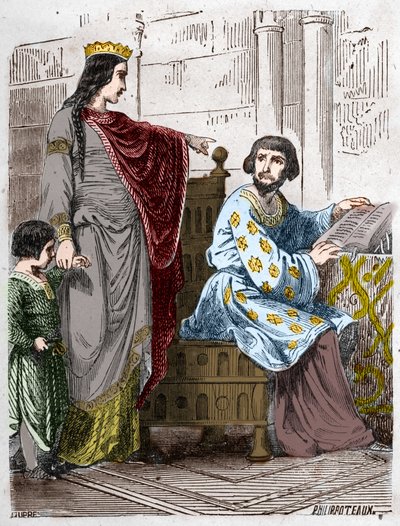 Kapetsialaisten dynastia: Arlesin Constance (986-1032), Ranskan kuningatar, yhdessä Robert II hurskaavan (972-1031) kanssa. tekijältä French School