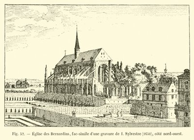 Bernardiinien kirkko, faksimile I Sylvestren kaiverruksesta, 1650, luoteisrannikko tekijältä French School