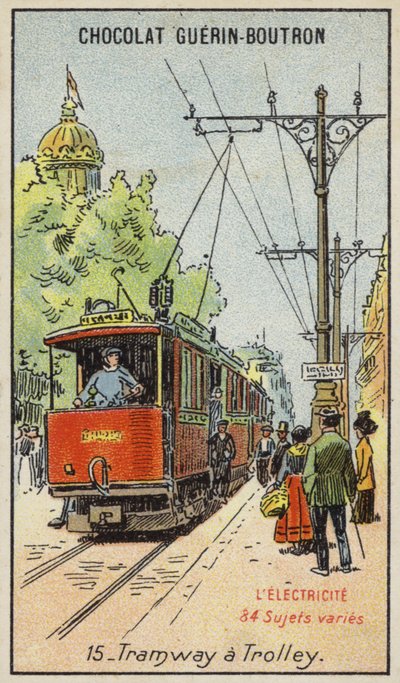 Sähköraitiovaunu (chromolitho) tekijältä French School