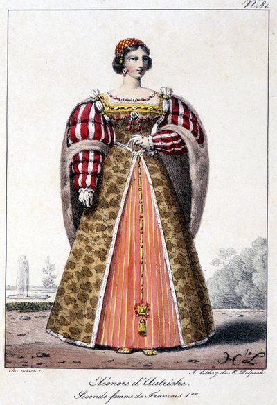 Itävallan Eleonore (1498/1558), Espanjan lapsi, Portugalin kuninkaan Manoelin vaimo ja Ranskan kuninkaan Francois I:n toinen vaimo. tekijältä French School