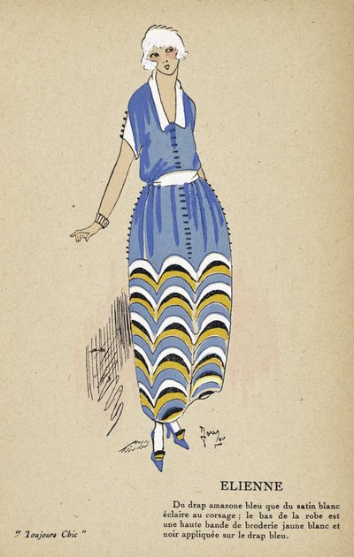 Elienne, teoksesta Toujours Chic, julkaisu 1921-22 (sabluunapainatus). tekijältä French School