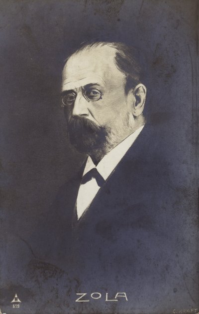 Emile Zola (1840-1902), ranskalainen romaanikirjailija, toimittaja ja näytelmäkirjailija (litografia). tekijältä French School