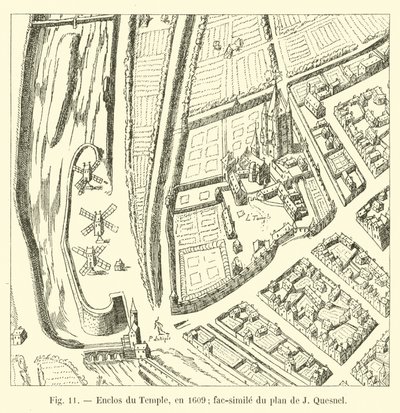 Temppelikotelo, vuonna 1609; faksimile J Quesnelin suunnitelmasta tekijältä French School