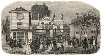 Entre du theatre du Luxembourg dit Bobino au 19eme century - Kaiverrus "" Tableau-de-Paris "" Edmond Texier 1852 tekijältä French School