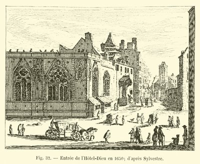 Sisäänkäynti Hotel-Dieuhun vuonna 1650; Sylvesterin mukaan tekijältä French School