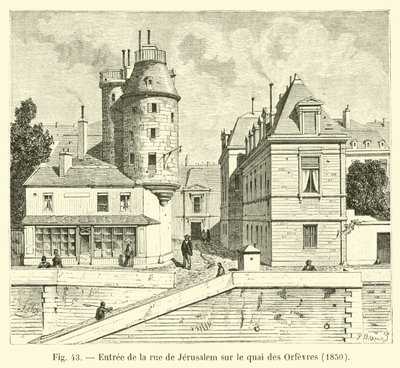 Sisäänkäynti Rue de Jerusalemista Quai des Orfevresiin, 1850 tekijältä French School