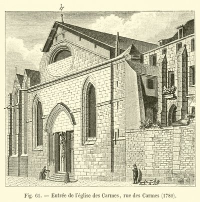 Karmeliitin kirkon sisäänkäynti, rue des Carmes, 1780 tekijältä French School
