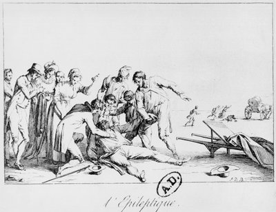 Epilepsiakohtaus kadulla, noin 1800 tekijältä French School