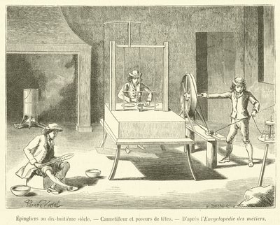 Pinmakers 1700-luvulla, Cannetilleur ja poseurs de têtes (kaiverrus) tekijältä French School
