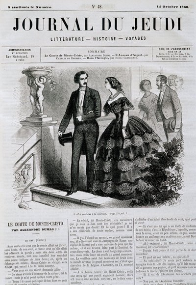 Jakso romaanisarjasta Monte Criston kreivi (Monte Cristo) - "" Le Journal du Jeudi" -lehdessä 14.10.1860 tekijältä French School