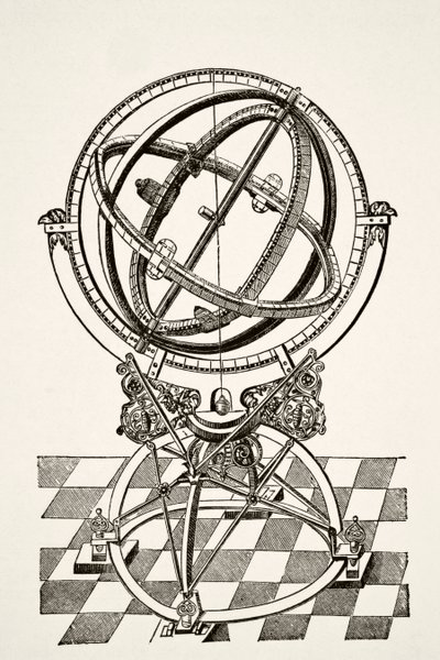 Päiväntasaajan renkaat tai ympyrät kuparikaiverruksen jälkeen kirjassa Tychonis Brahe Astronomiae Instauratae Mechanica vuodelta 1602, Paul Lacroix -pubin Tiede ja kirjallisuus keskiajalla. Lontoo 1878 tekijältä French School