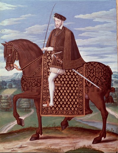Henry II:n (1519-1559) Ranskan kuninkaan ratsastusmuotokuva (Ranskan kuninkaan Henrik II:n muotokuva) Anonyymi maalaus tekijältä French School