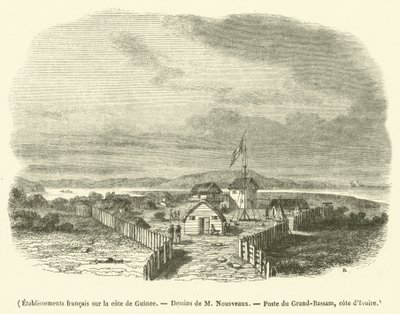 Ranskalaiset laitokset Guinean rannikolla (kaiverrus). tekijältä French School