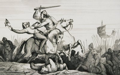 Eudes (860-98) taistelussa normanneita vastaan, Colartin "Histoire de France" -teoksesta, julkaistu noin vuonna 1840. tekijältä French School