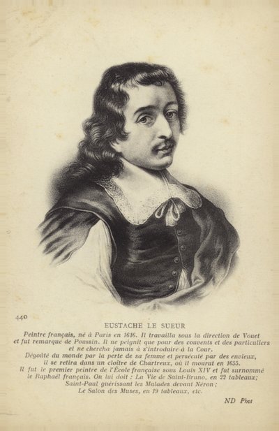 Eustache Le Sueur, ranskalainen taidemaalari (litografia) tekijältä French School