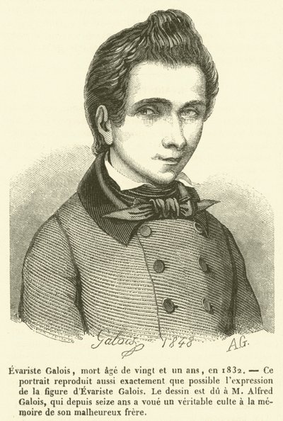 Evariste Galois, kuoli 21-vuotiaana, vuonna 1832 (kaiverrus) tekijältä French School