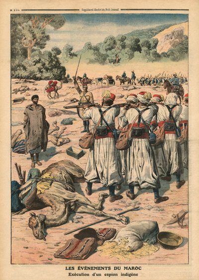 Marokon vakoojan teloitus, kuvitus "Le Petit Journalista", liitekuva, 28. toukokuuta 1911 tekijältä French School