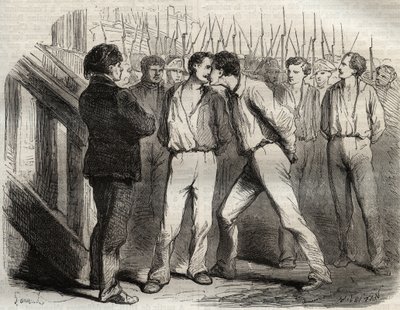 La Rochellen neljän kersantin teloitus 21. syyskuuta 1822: Bories, Raoulx, Gaubin, Pommier - Raoulx, jonka piti ohittaa ensimmäisen, pyysi syleilemään tovereitaan - Kaiverrus "" Causes de tous les peuples" -kirjoittaja Armand Fouquier (1817-18?) 18 tekijältä French School