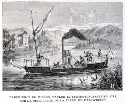 Millerin, Taylorin ja Symingtonin kokemus, tehty vuonna 1789, Dalswintonin maan vesipalalla - "" Album of Sciencessä; maineikkaat tutkijat; Suuria löytöjä””” 1896. tekijältä French School