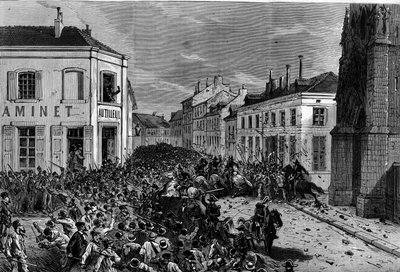 Tourcoingin maristien karkottaminen Jules Ferryn maaliskuussa 1880 antamien asetusten johdosta, joilla poistettiin oikeus opettaa luvattomien uskonnollisten seurakuntien jäseniä: poliisi hajotti ratsastajat, jotka olivat vihamielisiä maristien karkottamist tekijältä French School