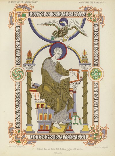 Ote käsikirjoituksesta Belgian kuninkaallisesta kirjastosta, Brysselistä (chromolitho) tekijältä French School