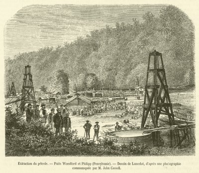 Oil Extraction, Woodford ja Philipp Wells, Pennsylvania (kaiverrus) tekijältä French School
