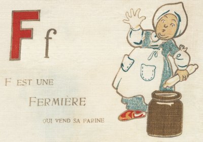 F on maanviljelijä, joka myy jauhojaan. tekijältä French School