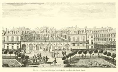 Palais-Royalin julkisivu, puutarhan puoli, Ludvig XV:n alla, Rigaudin jälkeen tekijältä French School