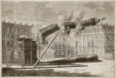 Vendome-pylvään putoaminen, huhtikuu 1871, kuva Cassellsista Ranskan ja Saksan välisen sodan historia, 1870-1871 tekijältä French School