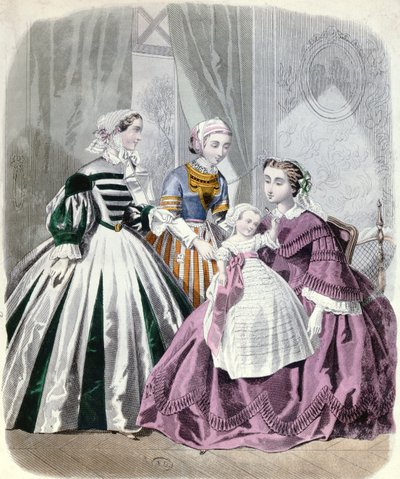 Le Monde Elegant 1859 -muotilevy (värikaiverrus) tekijältä French School