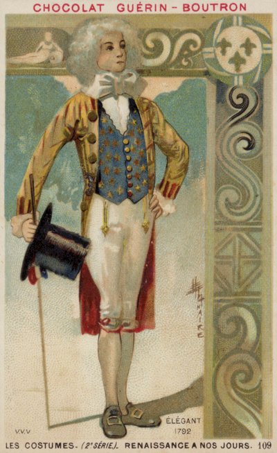Muodikkaasti pukeutunut mies, 1792 tekijältä French School
