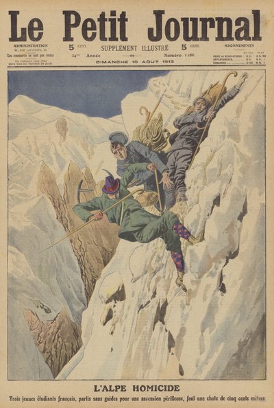 Kuolettava vuorikiipeilyonnettomuus Sveitsin Alpeilla (värilitho) tekijältä French School