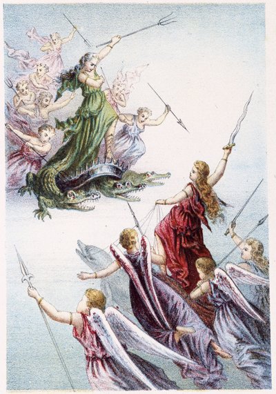 Taistele meren pahojen ja hyvien henkien välillä - H. de la Blanchèren "" Matka meren pohjaan" -kappaleessa. Paris, toim. Jouvet et Cie, sd. 1880. tekijältä French School