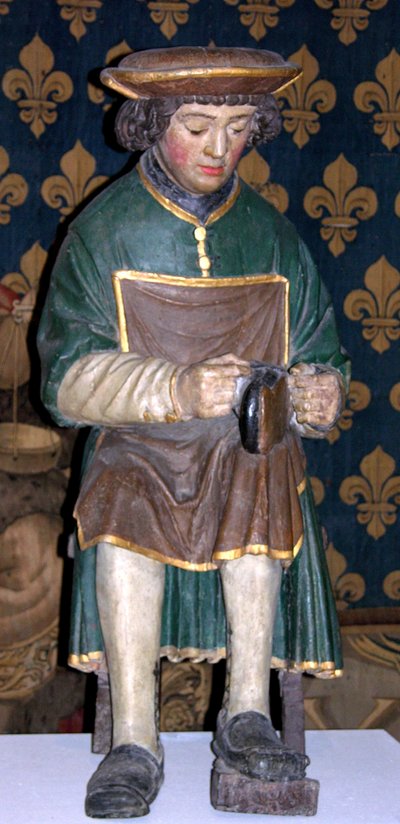 St. Crispinin figuuri (monivärinen puu) tekijältä French School