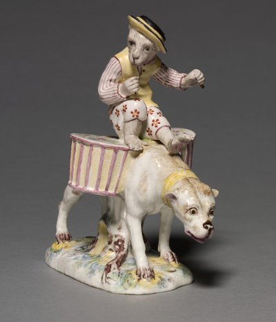 Apina koiran päällä, valmistaja Mennecy-Villeroy Factory, Ranska, n. 1760 tekijältä French School
