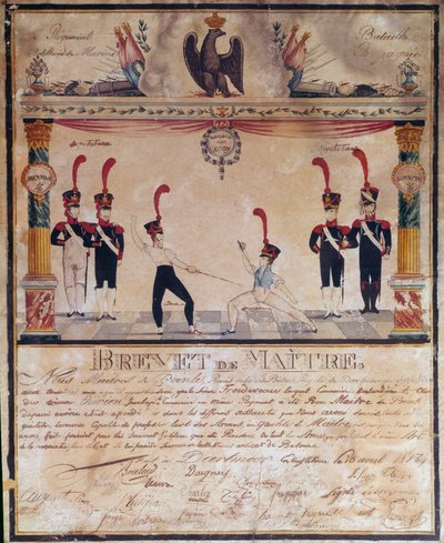 First Empire: Master of Arms -todistus vuonna 1813. Miekkailudiplomi, Pariisi, Musee de l