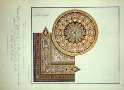 Ensimmäinen valtakunta: Manufacture de la Savonneriessa toteutetun maton suunnittelu keisari Napoleon I:n (1769-1821) kabinettia varten Palais des Tuileries