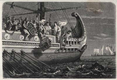 Ensimmäinen puunilaissota - Publius Claudius Appius Pulcher (kuoli noin 240 eKr.) ennen Drepanumin taistelua (249 eaa.) tekee pyhiä kanoja mereen - Ensimmäinen puunilaissota - Drepanan taistelu - Publius Claudius Appius Pulcher ennen Drepanumin taistelua tekijältä French School