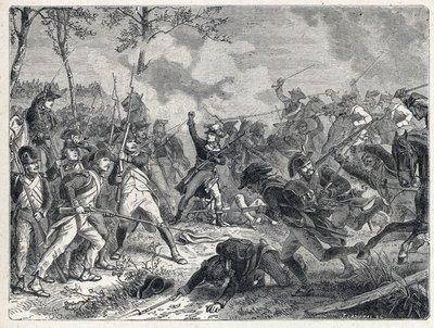 Ensimmäinen koalitio: Lazarus Nicolas Marguerite Carnot (1753-1823) Wattigniesin taistelun aikana vastustaen ranskalaisia joukkoja Itävallan armeijaa vastaan 16. lokakuuta 1793. tekijältä French School