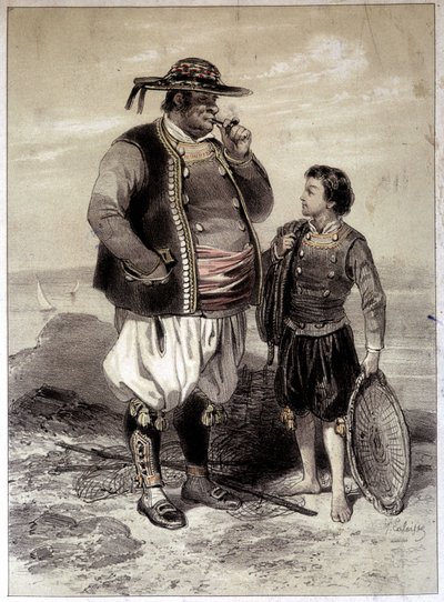 Douarnenezin kalastajia, noin 1855. tekijältä French School