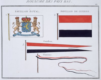 Liput Alankomaiden kuningaskunnasta, ranskalaisesta lippukirjasta, n. 1819 tekijältä French School