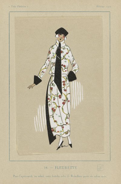 Fleurette, kirjasta Tres Parisiens, pub. 1922 (sabluunapainatus) tekijältä French School