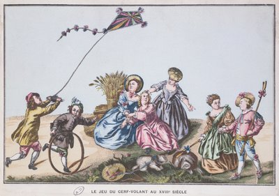 Leijan lentäminen 1700-luvulla (värikaiverrus) tekijältä French School