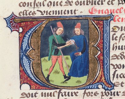 Fol.19r Bloodletting, Aldebrande de Florencen Traite de Medicine, 1356 tekijältä French School