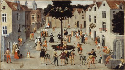 Kansanjuhla puun ympärillä, n. 1560 (öljy) tekijältä French School