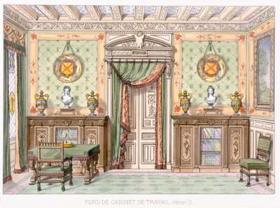 Fond de cabinet de travail Henri II:n tyyliin Le Gared-Meublesta, tekijältä French School